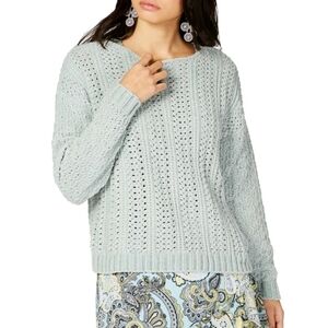 INC NEW Women's Open Cable-knit Chenille Crewneck Sweater Top Color Antique Sage